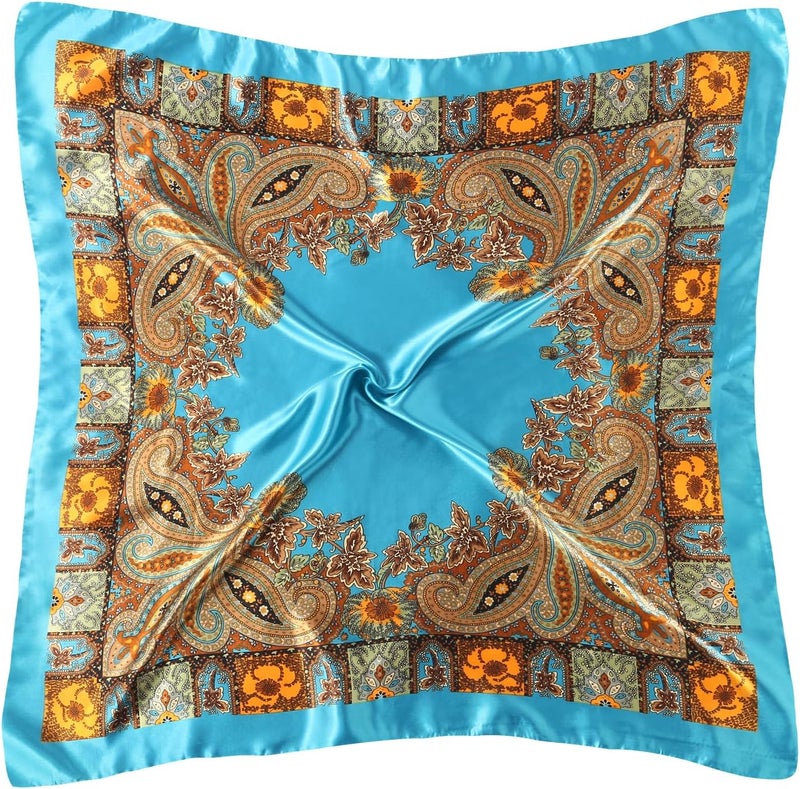 VBAEI 35” Large Square Satin Head Scarf - 1Pcs Satin Hair Scarf Silk Bandana Head Wraps For Women - Image 5